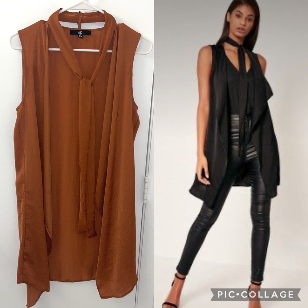 Missguided Waterfall Tie Neck Sleeveless Waistcoat